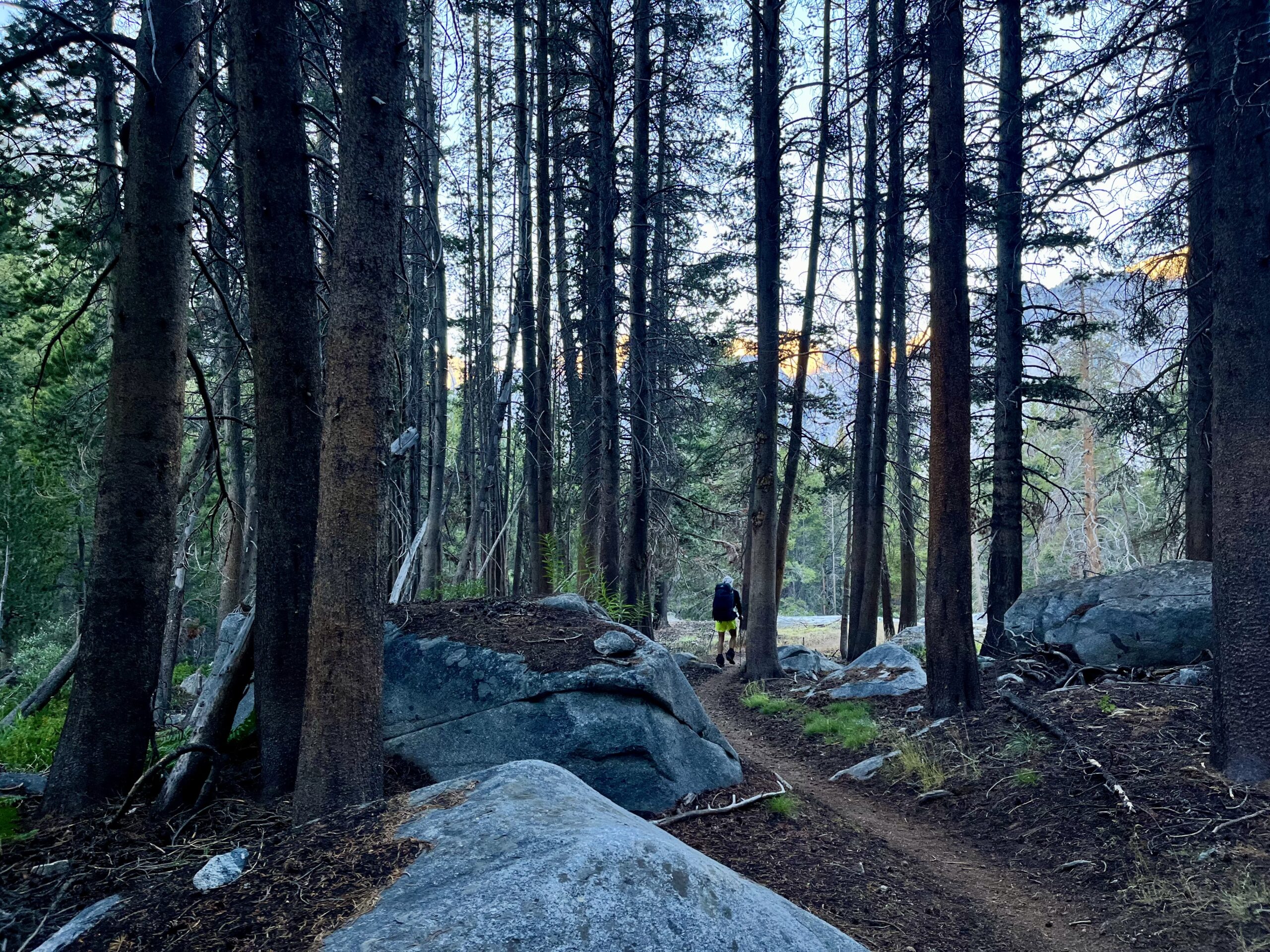 Following the perfectly-graded Bishop Pass Trail out of Dusy Basin.