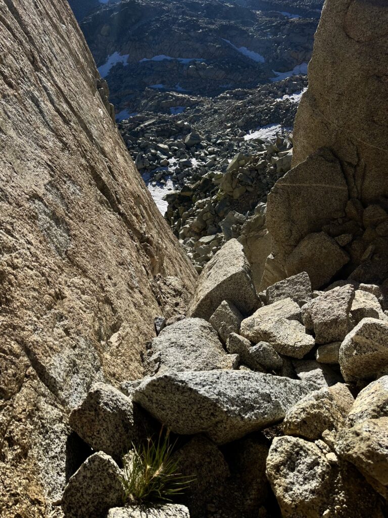 The notch where we descended the pass.